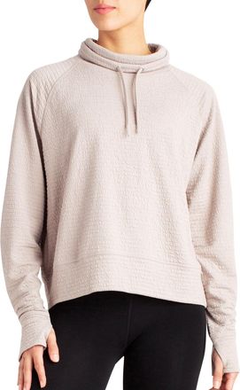 Danskin Womens Funnel Neck Textured Pullover Top Sweatshirt, Atmosphere, Large