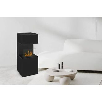 Dmora Dmora - Chimenea De Bioetanol Ancarano, Chimenea Ecol&oacute;gica, Hogar Sin Humo, Calefactor De Etanol, Made In Italy, 38x38 H100 Cm, Negro