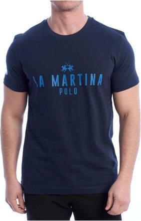 La Martina Sportief reflecterend T-shirt met korte mouwen - Heren - T-shirts - Blauw - M - Katoen - Tops