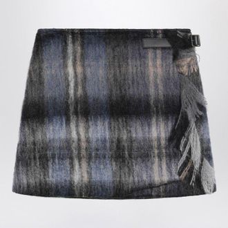 Loewe Blauwe Geruite Minirok Van Mohair- en Wolmix