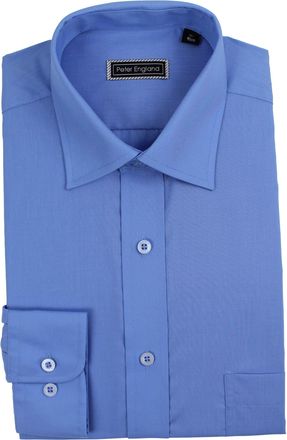 Peter England Mens Plain Shirt-French Blue-17.5