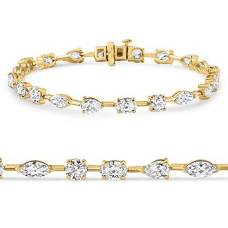 Pompeii3 8Ct Mixed Cut Diamond Tennis Bracelet 7 14k Yellow Gold Lab Grown Size: Medium
