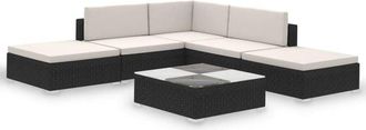 vidaXL Vidaxl - 6 Piece Garden Lounge Set with Cushions Poly Rattan Black