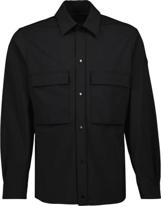 Moncler Overhemden, Heren, Zwart, L, Zwarte lange mouwen shirt Herfst-Winter 2025