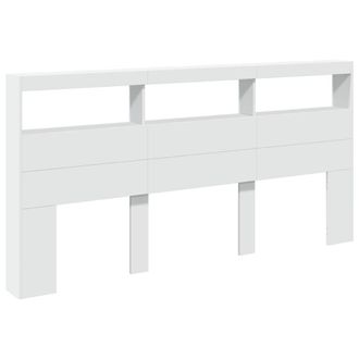 Berkfield Home Headboard Cabinet with LED White 200x17x102 cm | Size: 200 x 17 x 102 cm
