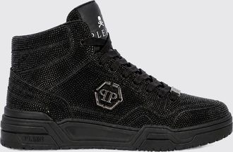 Philipp Plein Hexagon High-Top Leather Trainers with Crystal Application