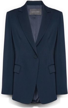 Elena Miro Gestructureerde Blazer in Cady - Dames - Blazers - Blauw - 2XL - Leer - Jassen