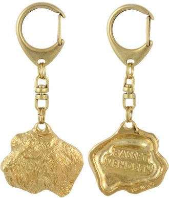 OEM Peque&ntilde;o Basset Griffon Vend&eacute;en, Basset Griffon Vend&eacute;en - Llavero Dorado Con Un Perro En Una Caja De Regalo, Decoraci&oacute;n De Bolso, Accesorio De Lujo De 