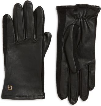 Cole Haan Mixed Media Gloves in Caviar at Nordstrom, Size Medium