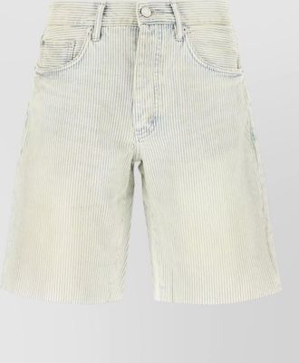 Purple denim bermuda shorts striped pattern pockets