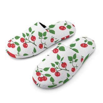 Generic Cranberry Leaves Mens House Slippers Slip Indoor Slipper On Shoes Warm Outdoor