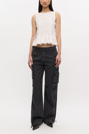 Ganni Mixed Black Washed Twill Trousers - Size 40 Organic Cotton