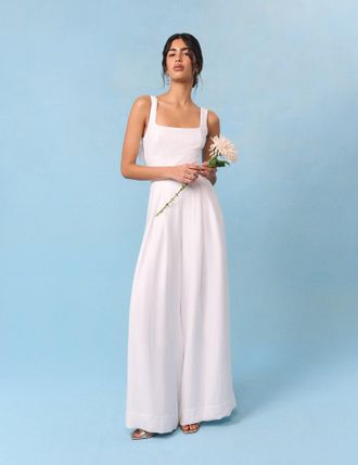 Nobody's Child Bridal Ivory Bow-Back Jumpsuit