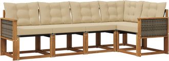 vidaXL Conjunto De Sof&aacute;s De Exterior 5 Uds. Natural Y Beige Vidaxl