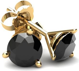 Pompeii3 33Ct Round Brilliant Cut Heat Treated Black Diamond Stud Earrings in 14K Gold Martini Setting