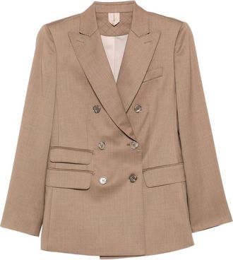 Max Mara Brown Solid Notched Lapel Blazer