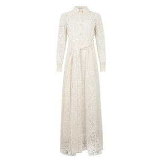Alberta Ferretti Elegant Long Dress with Classic Neckline - female - Alberta Ferretti - Maxi Dresses - White - M - Dresses