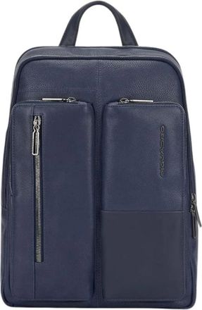 Piquadro Blauwe Heren Laptop Rugzak - Heren - Rugzakken - Blauw - ONE Size - Leer - Tassen