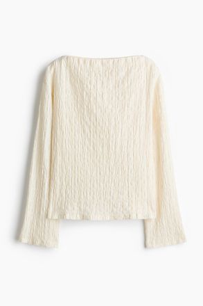 H&M Shirt mit U-Boot-Ausschnitt - Cremefarben