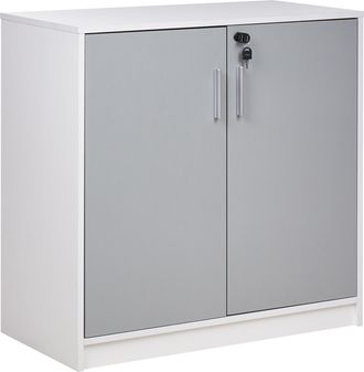 Beliani Moderna Taquilla De Almacenamiento Con 2 Puertas Y Estantes Gris Y Blanco 80cm Zehna