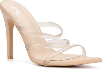 New York & Company Biana Clear Strappy Heeled Sandal in Nude at Nordstrom Rack, Size 10