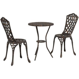 vidaXL Juego Bistro De Jard&iacute;n 3 Pcs Bronce Aluminio Vidaxl