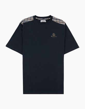 Aquascutum Mens Aquascutum Club Check Shoulder T-shirt Black - Size: 44