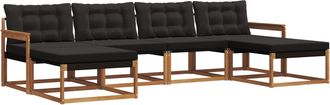 vidaXL Conjunto De Sof&aacute;s De Exterior 6 Uds. Natural Y Negro Vidaxl