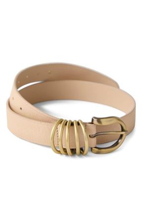 Free People Rori Leather Belt in Cream at Nordstrom, Size X-Small