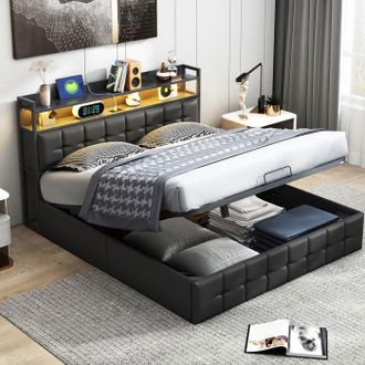 OEM Cama Lit 140x200 Cm - 231213gy - Led Integrada - Puerto Usb - Recubrimiento Pu