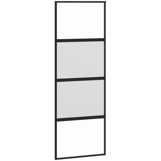 vidaXL Vidaxl - Puerta Corredera Vidrio Templado Y Aluminio Negra 76x205 Cm