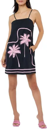 Ciebon Dewa Embroidered Trapeze Dress in Black at Nordstrom, Size X-Small