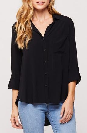 Velvet Heart Elisa Long Sleeve High/Low Shirt in Black at Nordstrom Rack, Size X-Large