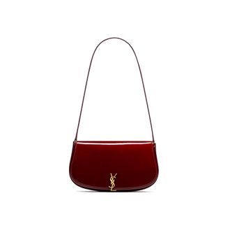 Saint Laurent Womens Mini Voltaire Shoulder Bag - Burgundy Leather - One Size