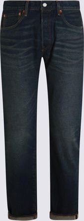 Levi's Dark Blue Cotton Denim 501 Jeans