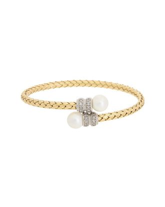 Meshmerise 18K 0.15 Ct. Tw. Diamond Pearl Bracelet
