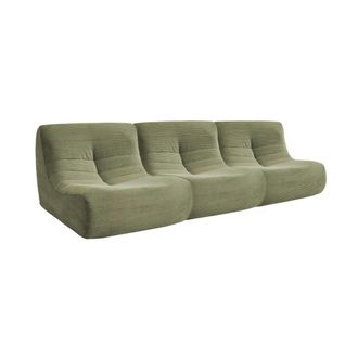 Sweeek Sof&aacute; envasado al vac&iacute;o modular de pana, 3 plazas, verde kaki