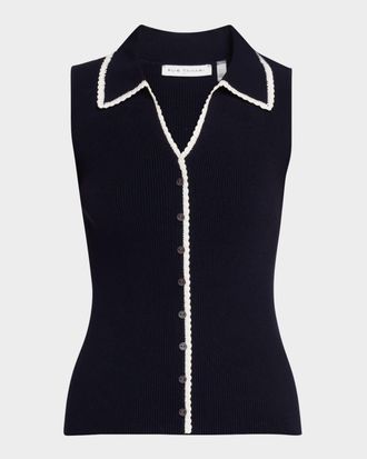 Elie Tahari The Shiloh Lace-Trim Rib Knit Top