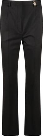 Versace Zwarte Slim-Fit Broek met Gouden Logo - Dames - Slim Fit Broeken - Zwart - M - Broeken