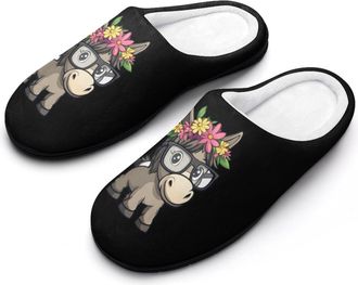 Generic Donkey Floral Mens Slippers Comfortable And Non-slip Cotton Slipper Shoe for House