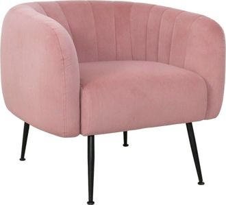 Home Heavenly Butaca diseño envolvente de terciopelo rosa y patas negras