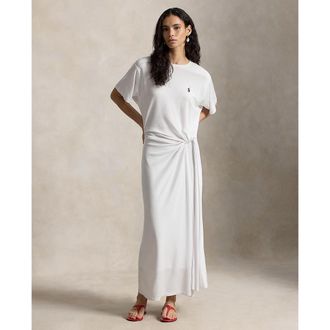 Ralph Lauren Gedrapeerde T-shirtjurk met korte mouwen