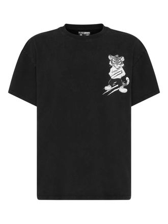 Plein Sport tiger-scratch fleece t-shirt - Black