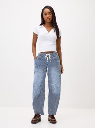 Twik Womens Cord waist barrel jean