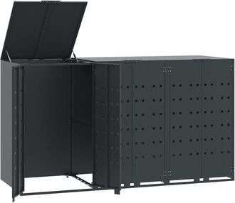 vidaXL Vidaxl - Cobertizo Para 3 Cubos De Basura Acero Antracita 207x79x117 Cm