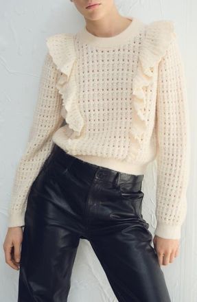 Mango Openwork Sweater in Ecru at Nordstrom, Size X-Small