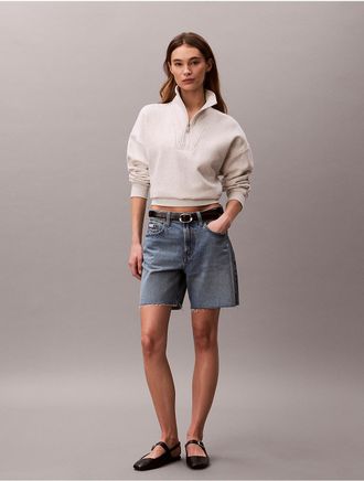 Calvin Klein Jeans Calvin Klein Womens Monogram Fleece Quarter Zip Sweatshirt - Grey - XL