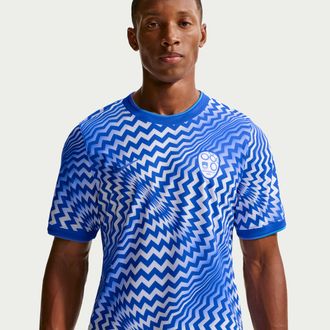 Nike Slovenia Nike Mens Dri-FIT Soccer Pre-Match Short-Sleeve Top in Blue | IO4509-435