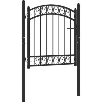 vidaXL Puerta De Jard&iacute;n Con Arco Superior Acero Negro 100x100 Cm Vidaxl