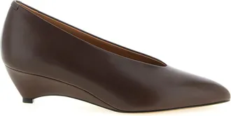 Jil Sander Brown Calfskin Mid Heel Womens Pumps
